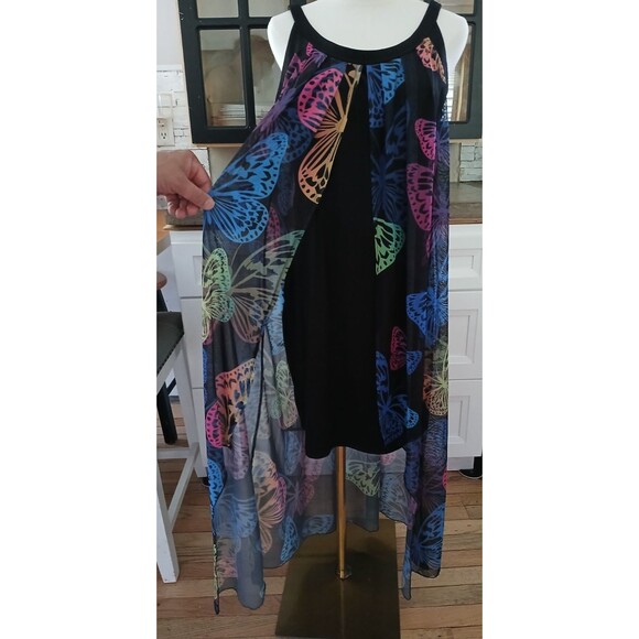 Women's Large Sheer Butterfly Long Dress Boho Lady Beachy Flowy Lightweight Fun - Picture 1 of 16